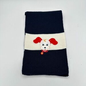 VTG Astro‎ Campagnolo Scarf Kids Wool Blend Blue White Stripe Embroidered Dog